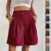 Solid Color Casual Women's High Waisted Wide Leg Shorts