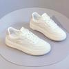 Little White Shoes Spring New Casual Lace-up Solid Color Women's Shoes Light and Breathable Versatile Flat-bottomed Lace-up Board Shoes