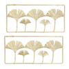 2Pcs Gold Metal Leaf Wall Decor 3D Modern Simple Clear Texture Metal Leaf Hanging Decoration with