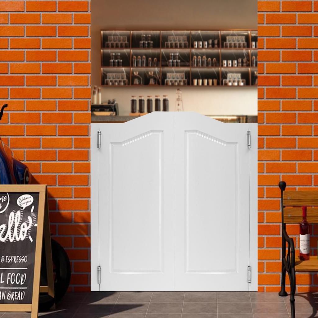 Modern White Pine Wood Swinging Partition Doors, Double Door Divider with Border Pattern, 180° Rotation Angle, 35.83x41.93 In