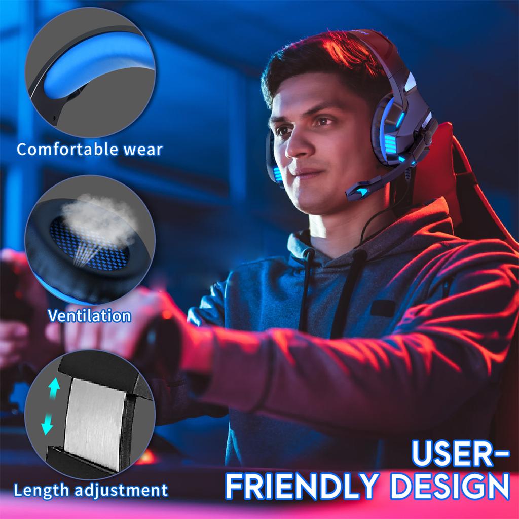 V3 3.5mm Wired Gaming Headset Noise Canceling E-Sports Earphone Over Ear Headphones 50mm Dynamic Coil Speaker Automatic Noise Reduction 3.5mm + USB In