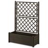 STEFANPLAST Flower box/Planter with Trellis - ITALIA FLOWER BOX - Wood Effect Finish - 100x43xH142 Cm - 80 L - Mocha