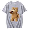 Men's Print Cute Teddy Bear Drinking Beer Poster T-Shirt Summer Oversized Men Short Sleeve Top Women Cotton T Shirt Streetwea