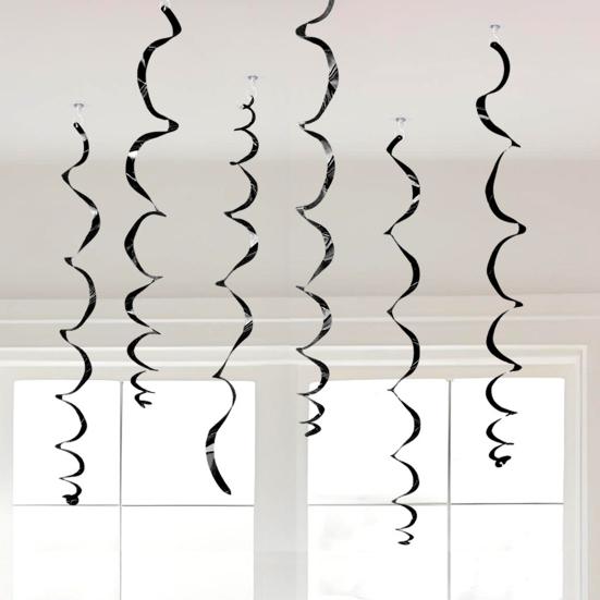 6 Pcs Colorful Ceiling Swirl Foil Decorations Plastic Hanging Spiral Streamers for Wedding Birthday Graduation New Year Party Decoration