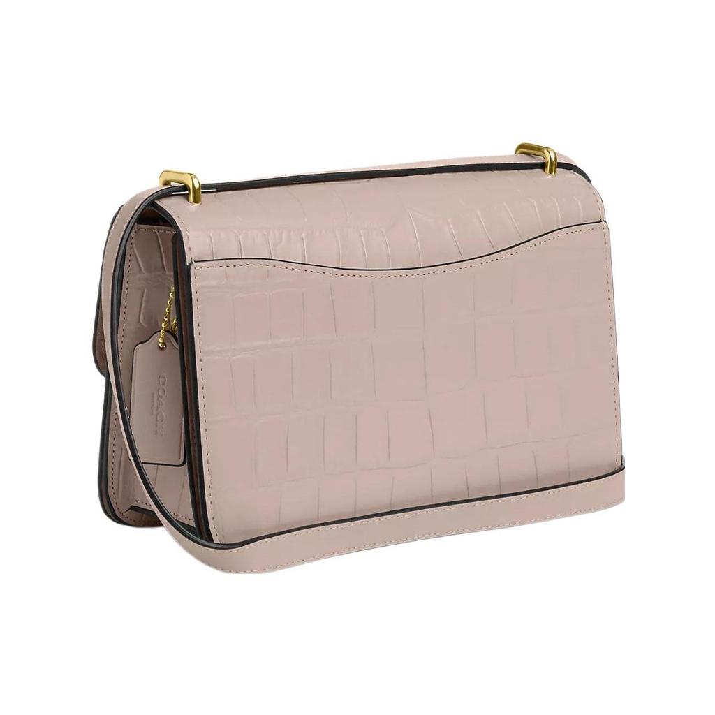 Coach Сумка через плечо Morgan 25 с клапаном, узор под крокодила, кожаная, маленькая, с золотой фурнитурой, цвет серый, CM204-IMC2J