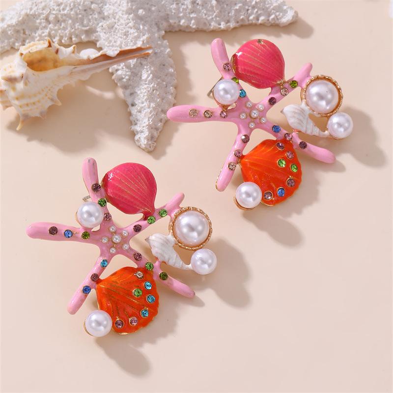 Женские серьги-гвоздики с ракушками и жемчугом, легкие, роскошные, ретро, модные украшения, красочные серьги, летние подарки для вечеринок 2024 года