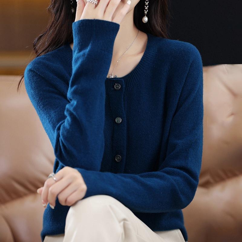 INDFS Women's Fashion Casual Fall Winter Solid Color Print Long Sleeve O-Neck Sweaters