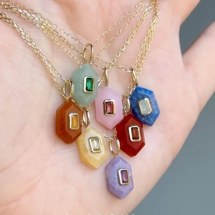 Natural Stone Energy Necklace Women'S Style Stainless Steel Sense Color Retention Fashion