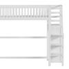 Bunk Bed with Safety Ladder Wardrobe High Railing Design Storage Shelf Smooth Surface Sleep 90 X 200cm Kids Bedroom Bed with Clothes Rail Bedroom