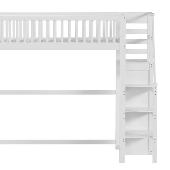 Bunk Bed with Safety Ladder Wardrobe High Railing Design Storage Shelf Smooth Surface Sleep 90 X 200cm Kids Bedroom Bed with Clothes Rail Bedroom
