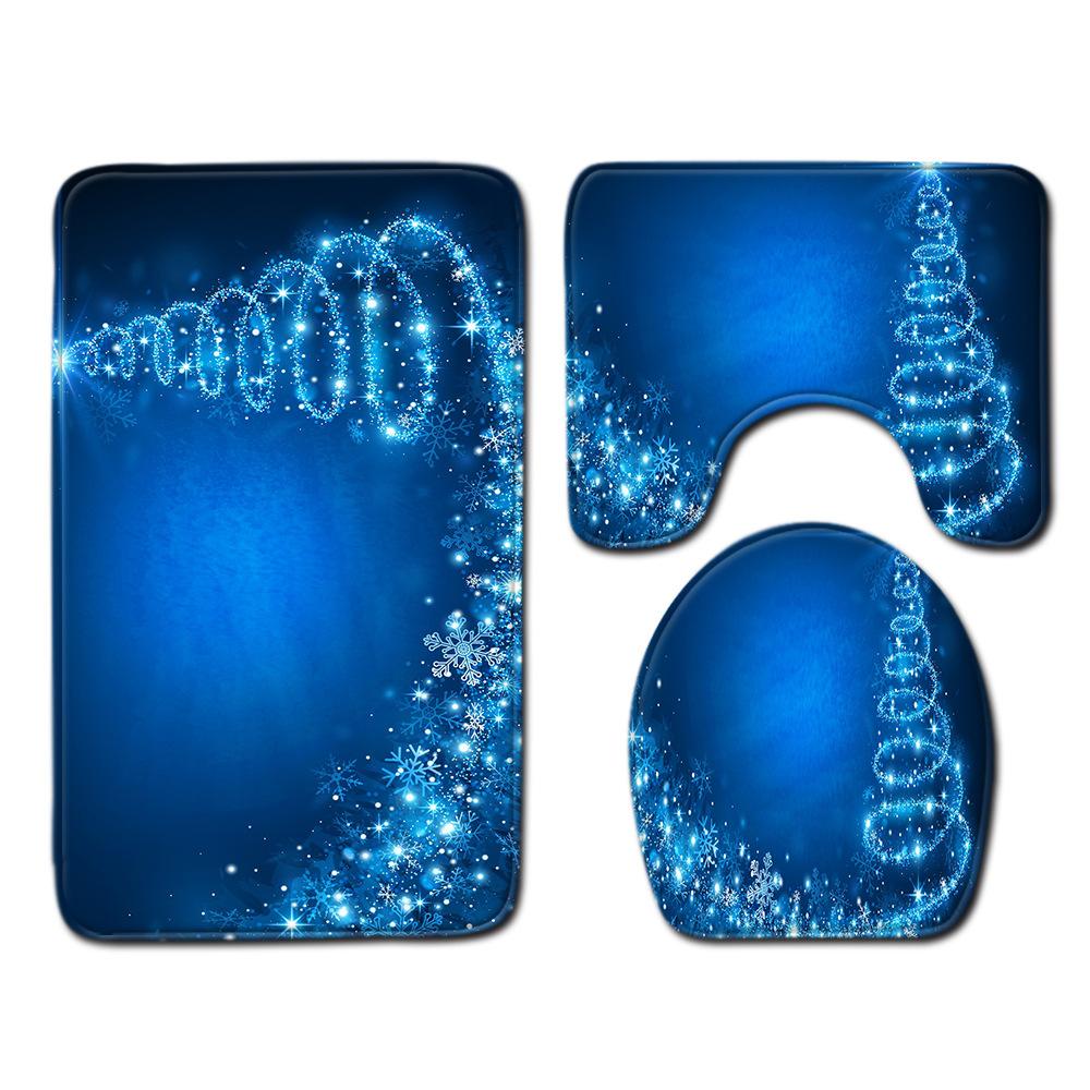 Рождественский коврик для ванной, туалетный трехпредметный набор