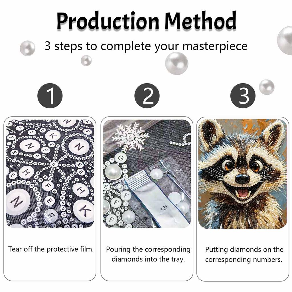 Жемчужная живопись DIY липкий бриллиант креативный милый портрет животного енота набор для алмазной живописи подвесная картина для гостиной