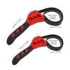 2PCS Adjustable Rubber Strap Wrench Fit for Oil Filter Element, Pipeline, Can Opener, 8 Inch and 6 Inch Handle Lengths Rubber Strap Wrench