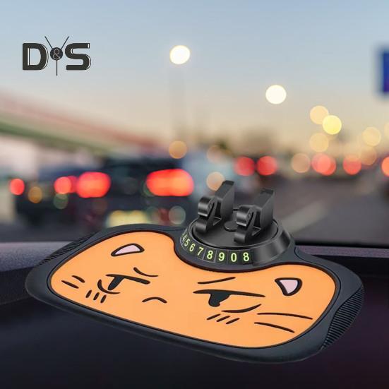 Автомобильный противоскользящий коврик для хранения, держатель для телефона, органайзер для приборной панели, моющийся, термостойкий, со свободным вращением, автомобильный держатель для телефона с парковочным номером