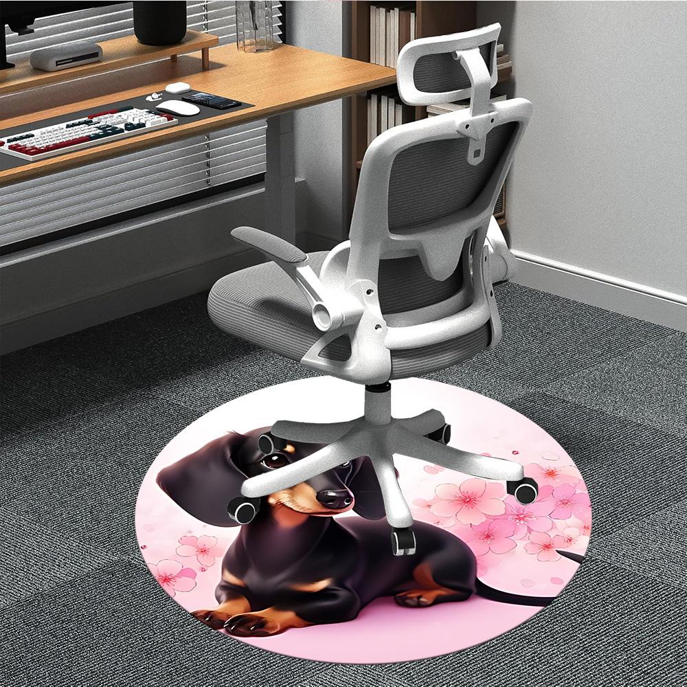 1pc Dachshund Pattern Office Round Rug, Non-slip, Soft and Durable Office Rug for Interior Decoration, Perfect for Office,Decoration yy260204015