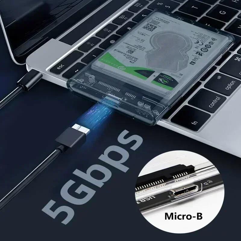 Xiaomi USB 3.0 HDD Enclosure 2.5 inch SATA SSD Hard Drive Case with 5Gbps Transfer Speed Mobile External Housing Harddisk Boxs Cable