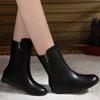 Зимние теплые женские ботинки на высоком каблуке с боковой молнией женские туфли черные женские ботинки на танкетке