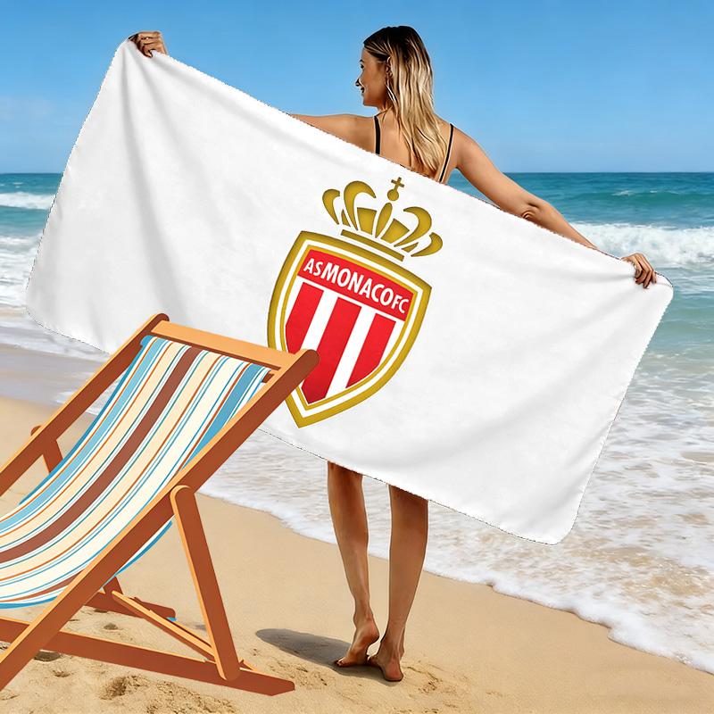 Пляжное полотенце с принтом AS Monaco, Большое мягкое быстросохнущее полотенце для пляжа, кемпинга, плавания