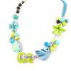 [H3572] - Designer Necklace 'Rossignol' Blue Green