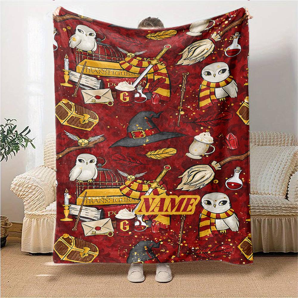 Custom Name Gryffindor Pride Loyalty blanket for Couch & Bed, Plush Cozy Fuzzy Blanket Super Soft & Warm Blankets for Fall and Winter. 090896