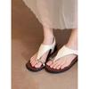 Retro One-word Buckle with Platform Cover Toe Sandals Women's 2025 New Fashion Versatile Vacation Style Roman Sandals
