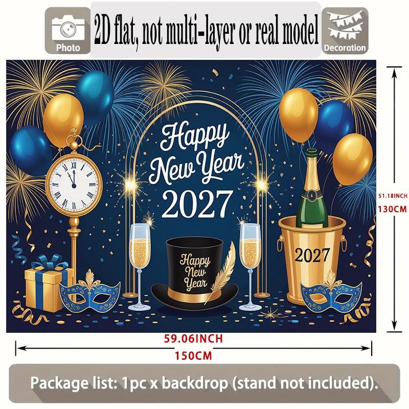 2D Flat 2D Flat Banner Design Banner Holiday Blue2027New Year Backdrop Balloons Pattern For Indoor Outdoor Celebration Wedding Birthday