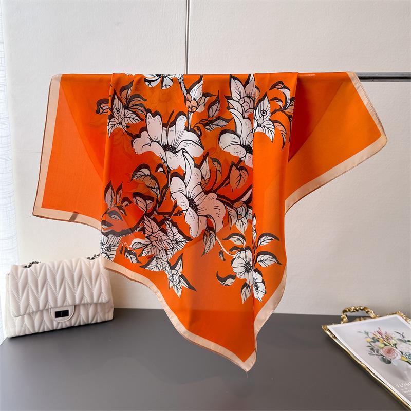 Luxury Brand Print 70cm Square Scarves Women's Designer Silk Scarf Floral Bandana Small Neckties Hairbands Bags Foulard Shawl