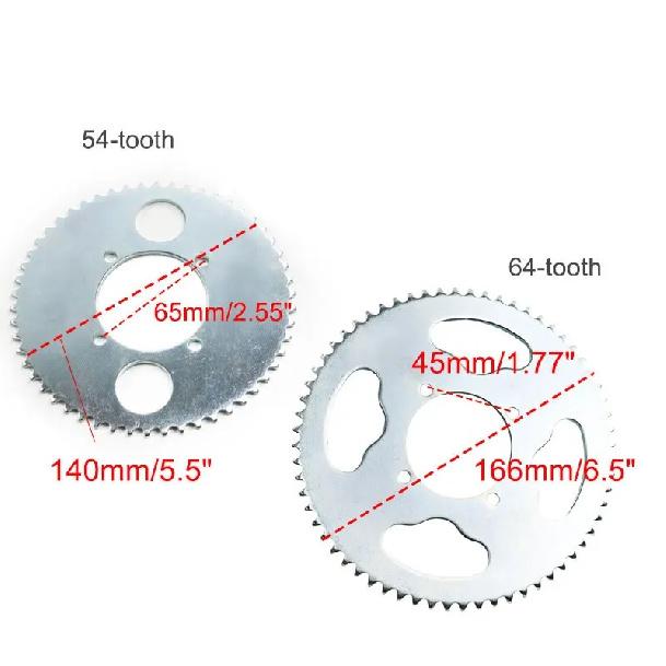 LINGQI Pit Dirt Bike Motorcycle T8F Front Rear Chian Sprocket 36T 54T 64T Teeth ATV Chain Gear Plate for Mini Pocket Bike Moto