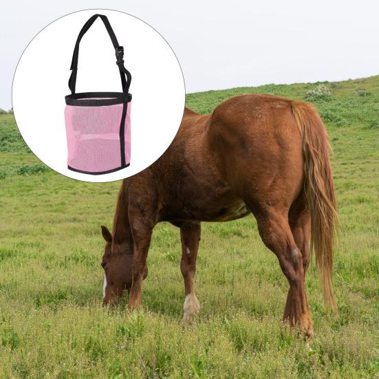 Кормушка для лошадей, прочная сетчатая кормушка для лошадей с регулируемым ремнем, намордник для лошадей, ведро для кормления зерном, порошковыми добавками