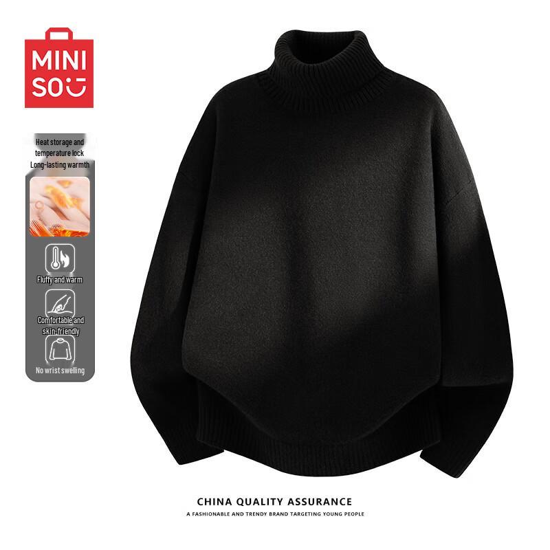 Мужской зимний свитер с высоким воротником на флисовой подкладке MINISO