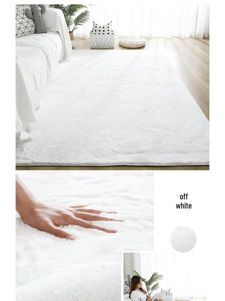 Плюшевый ковер из искусственного кроличьего меха для гостиной, спальни или эркерного окна – машинная стирка, толстый и с полным покрытием.