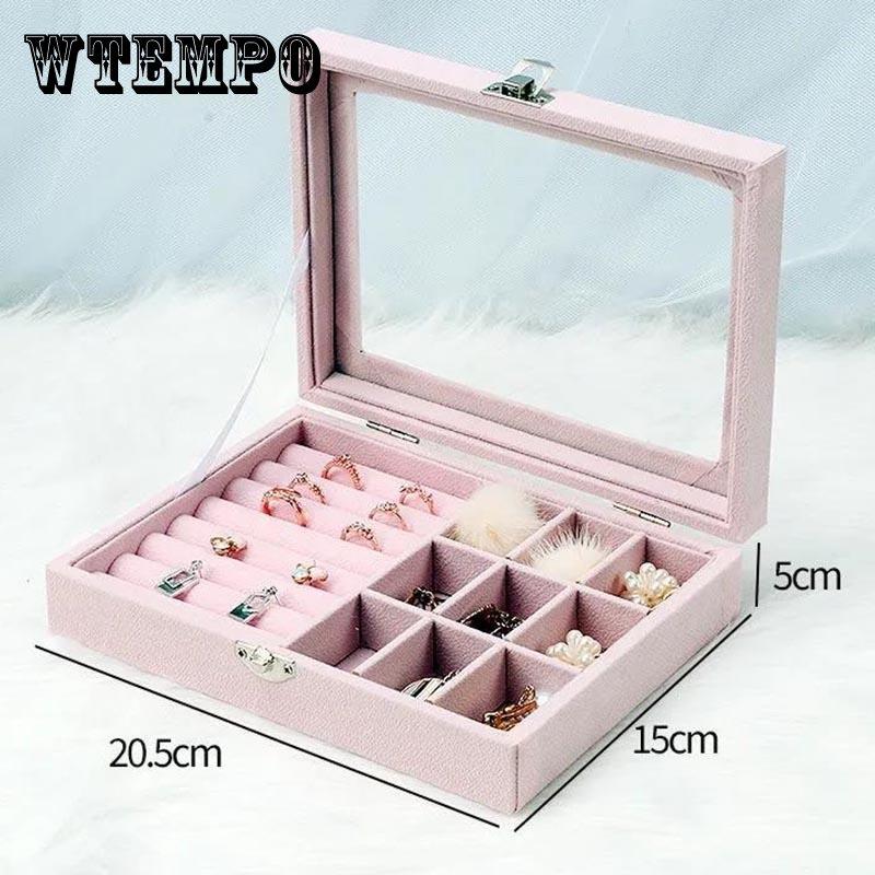 Jewelry Storage Box Dust-proof Transparent Large-capacity Hand Jewelry Stud Necklace Portable Exquisite Display Jewelry Box