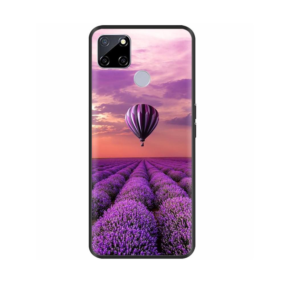 Чехол для Realme C25 C25s Мягкий Милый Чехол для OPPO Realme C25Y C21Y Силиконовый Черный ТПУ Чехол для Телефона Для OPPO Realme C21 Цветочный Чехол