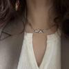 Korean S925 Silver Necklace: Women's Vintage Clavicle Chain with Intertwined Hearts Design