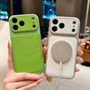 Модная Матовая Кожаная Чехол-Окно Для Magsafe Телефона Для iPhone 17 16 15 14 13 Pro Max Магнитный Ударопрочный Бронированный Чехол из ТПУ