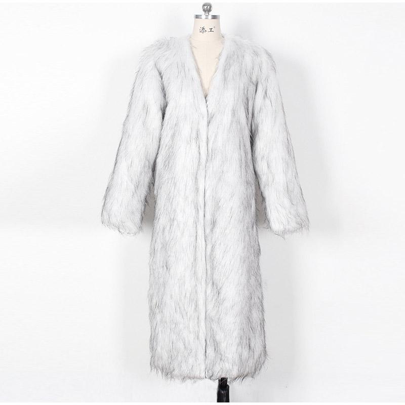 Женские шубы из искусственного меха с длинным рукавом, с открытым швом, длинные куртки с V-образным вырезом, плотное пальто, элегантная женская верхняя одежда на осень и зиму