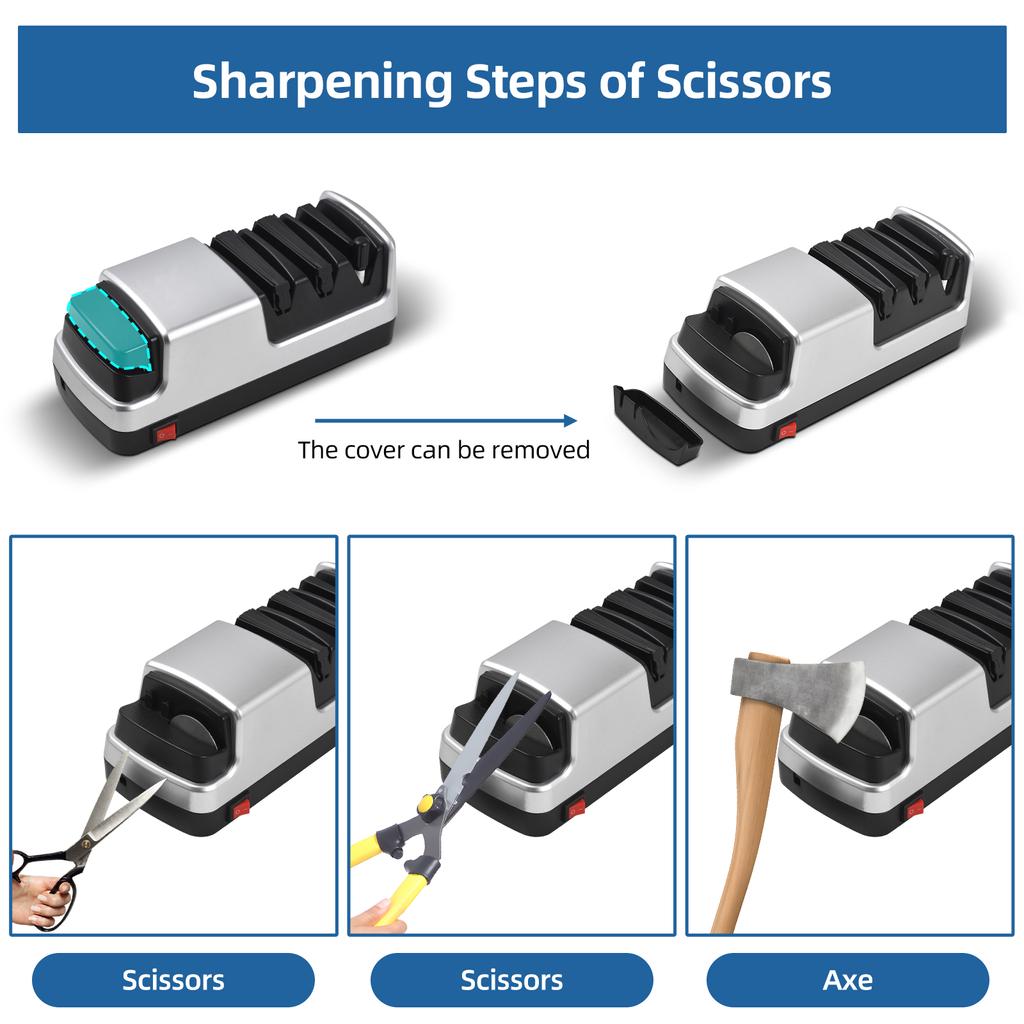 Electric Knife Sharpener 4 in 1 Kitchen Knives Sharpening System with Diamond Abrasives Sharpening and Polishing for Kitchen Straight Edge / Ceramic