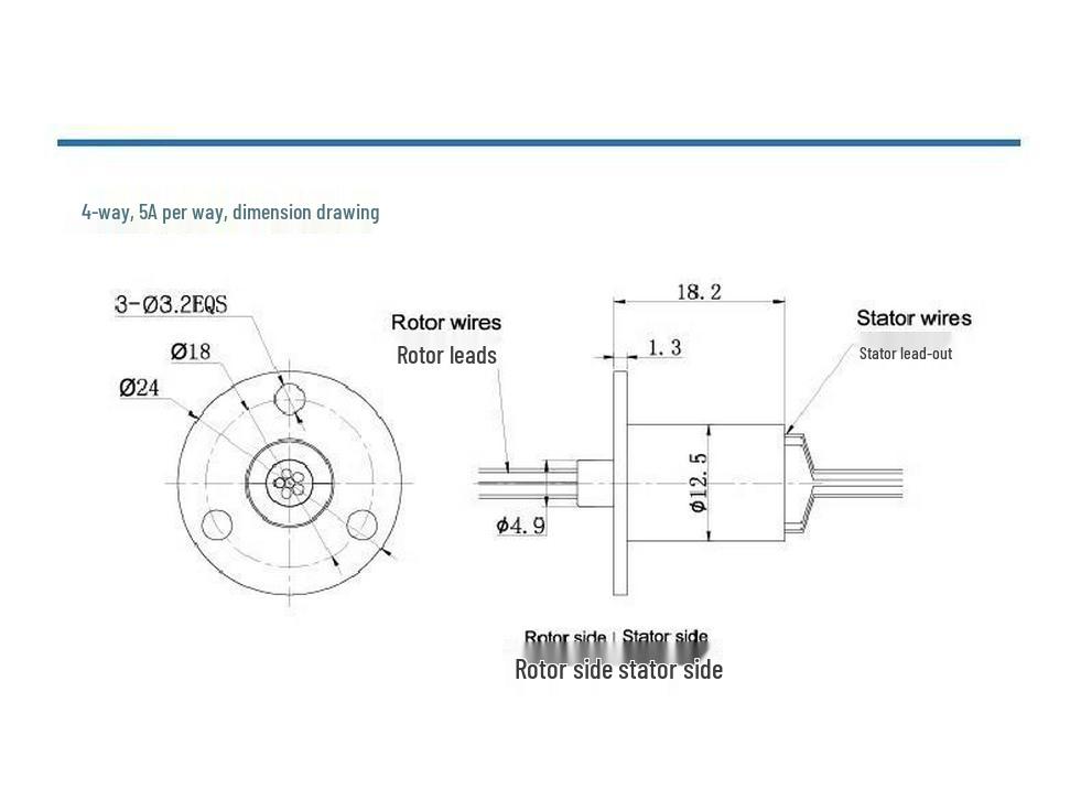 High-Power Conductive Slip Ring: 2 Connectors, 36 Large Brushes, 6A to 12-Way Carbon Brush Collector