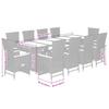 11 Piece Garden Dining Set with Cushions Gray Poly Rattan