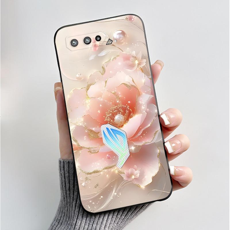Case For Asus ROG Phone 5 5S Cover Fashion Butterfly Flowers Pattern Bumper Soft Black Silicone Case For Asus ROG5 ROG5S Casing