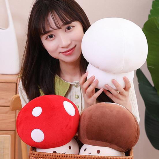Плюшевая игрушка Хорошая устойчивость Полное наполнение Мягкая текстура Пушистая гладкая на ощупь Украшение без деформации Симпатичная подушка с начинкой из грибов Домашний аксессуар