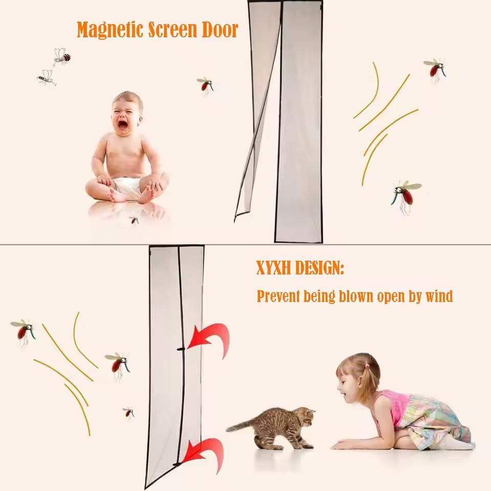 Магнитная дверная сетка большого размера Дверная магнитная москитная сетка Защита от насекомых Летная Летняя и Кухонная Внутренняя Невидимая сетка Магнитная дверная сетка