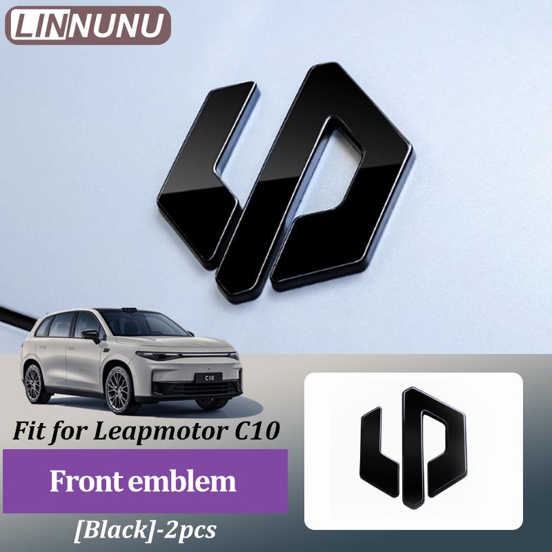 Linnunu Fit for Leapmotor C10 Black Car Logo Car Exterior Decoration Parts Front Hood Emblem Steering Wheel Emblem Wheel Hub Emblem Rear Emblem