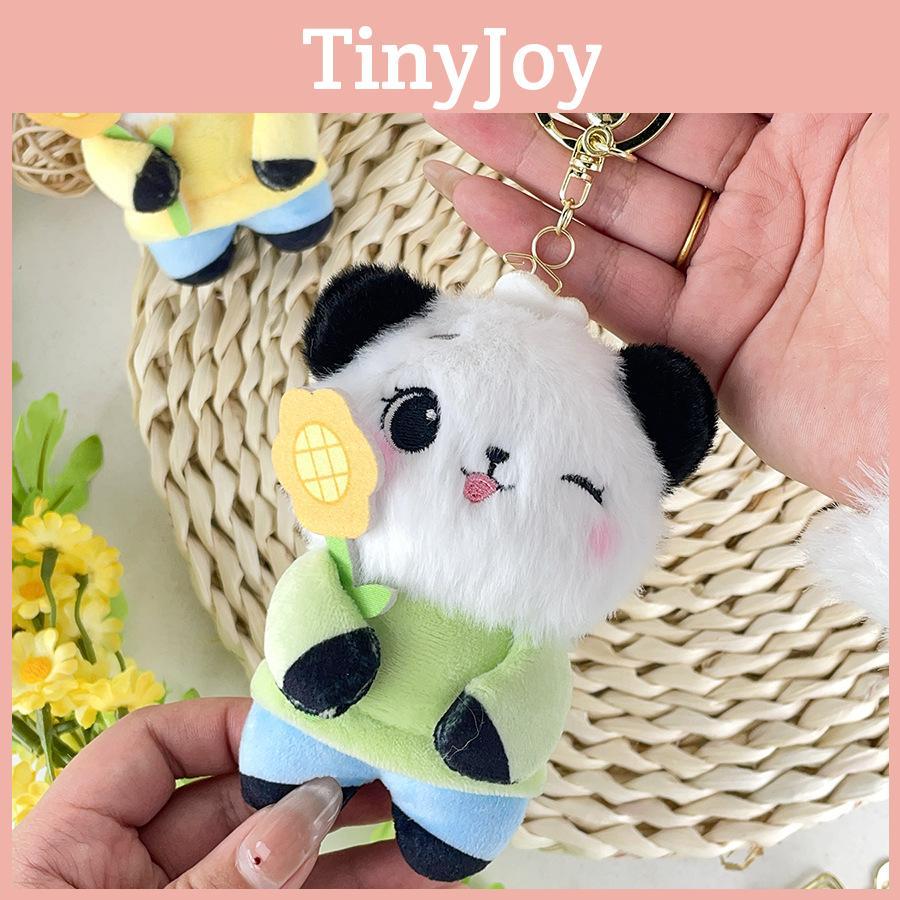 Sunflower Panda Plush Toys Bag Hanging Accessories Keychain Pendant Souvenir