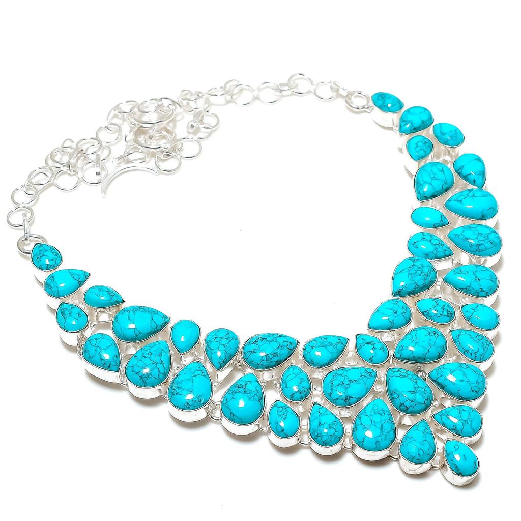 Натуральный бирюзовый драгоценный камень ручной работы из стерлингового серебра 925 пробы, ожерелье с гальванопластикой, бирюзовое серебро для жены, унисекс, ожерелье, пасхальные подарки
