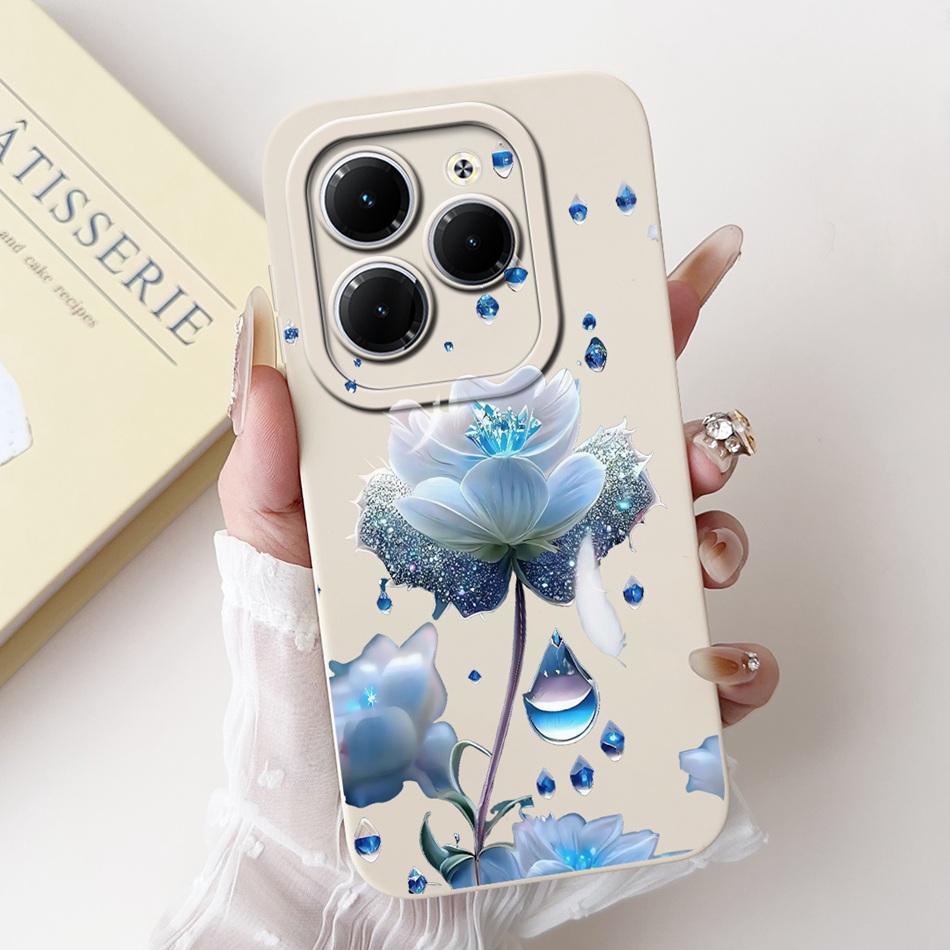 Для Infinix Hot 40 40i 40Pro Красивый Чехол для Телефона с Рисунком Розы и Бантом Для Infinix Hot40 40 Pro 40i Мягкие Силиконовые Ударопрочные Чехлы