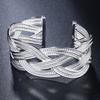 Fashion 925 Silver Jewelry Big Weaved Web Bracelet &Bangle For Women Simple Open Cuff Bracelets Women Jewelry Party Gifts