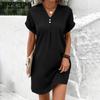 Women's Loose T-Shirt Dress Ladies V Neck Short Sleeve Beach Baggy Solid Sundress Plus Size Clothing
