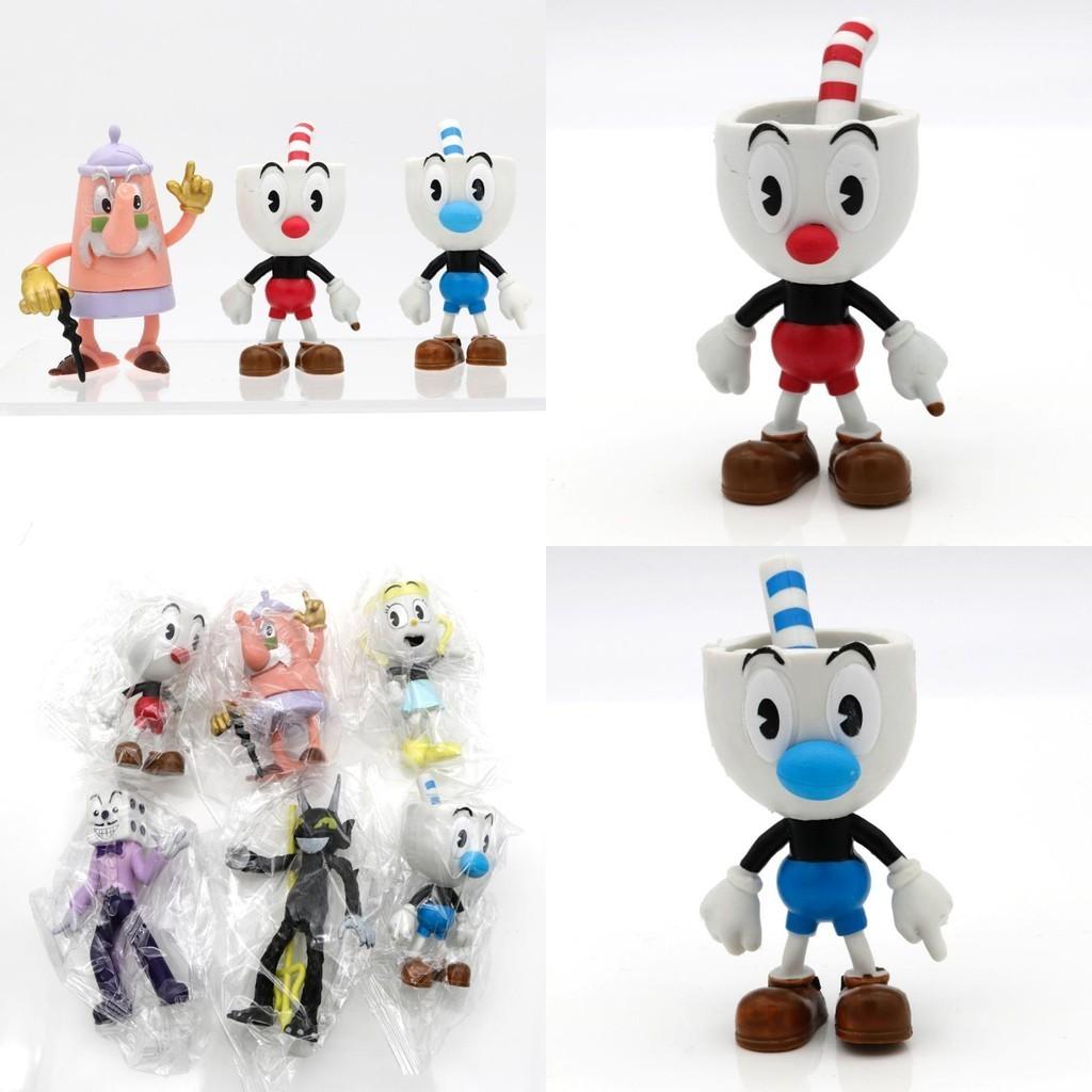 Красочная кукла Cuphead 3,6-4 дюйма Игровая периферия Ручная работа Украшения для торта 6 шт./набор