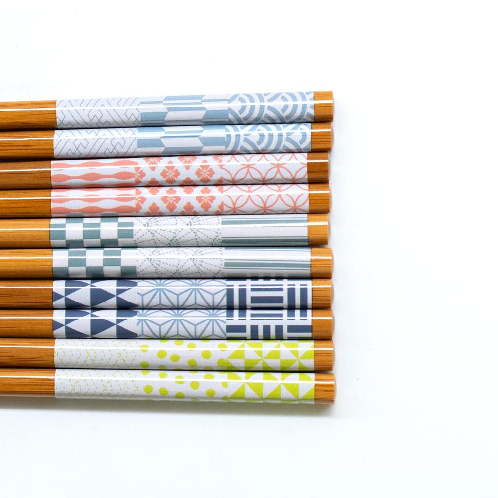 Wakasa Lacquer Set of for Made of Made In Product Number 265090 Chopsticks, Non-Slip, 22.5cm, 5, Guests, Bamboo, Clank-Clunk Style, Japan,